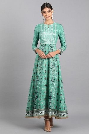 Green Round Neck Anarkali Dress