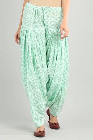 Green Printed Patiala Pants