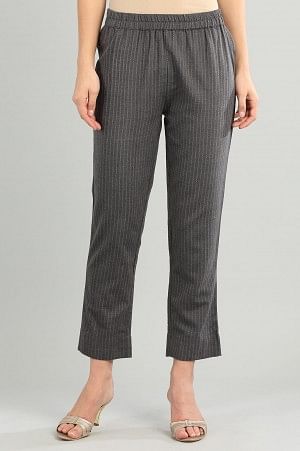 Grey Yarn-dyed Trousers