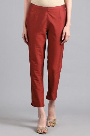 Red Solid Pants
