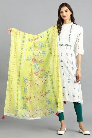 Printed Dupatta with Silver lurex Details Along the width