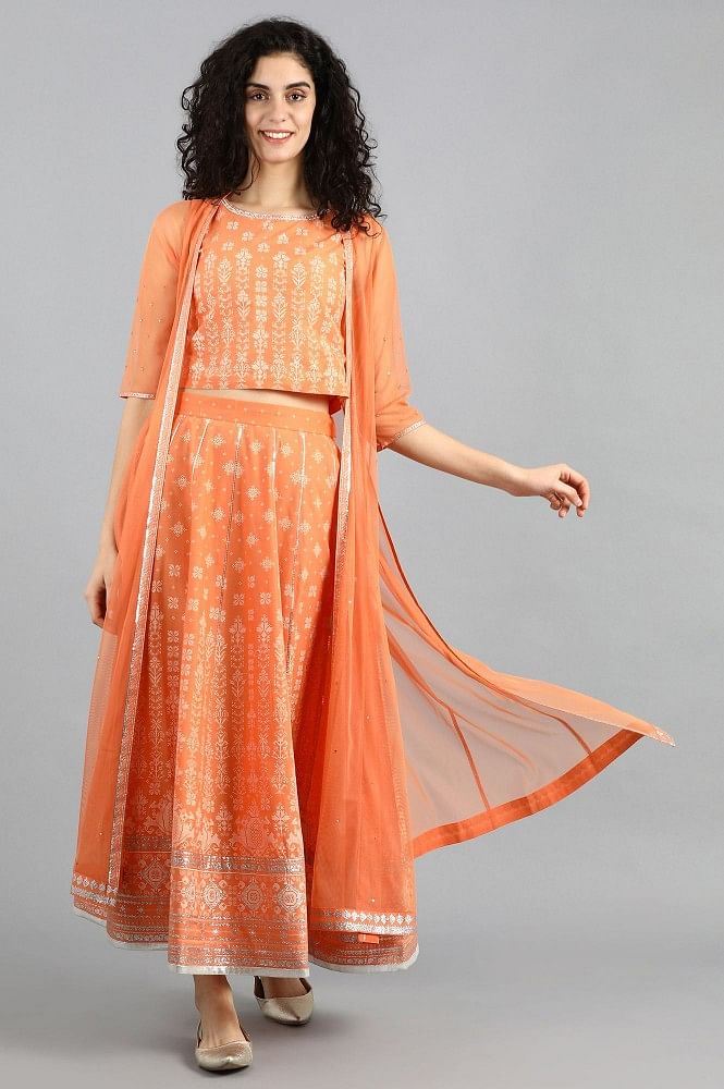 Buy Orange Round Neck Set Online for Women for only INR 2499 â€“ W For Woman