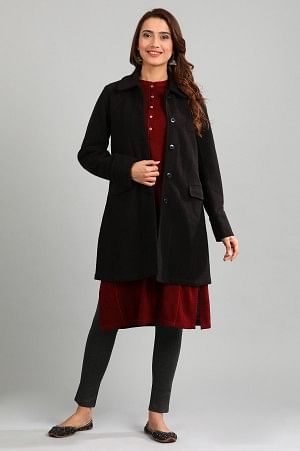 Black Yarn-dyed Full Sleeves Jacket