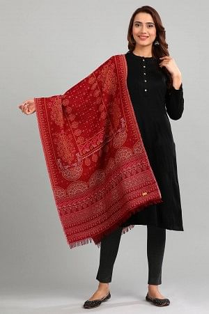Red Yarn-dyed Shawl