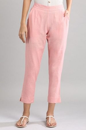 Pink Solid Trousers