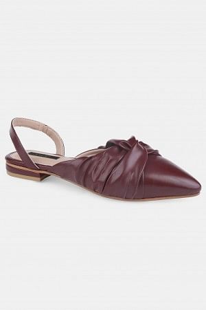 Burgundy Pointed Toe Solid Flat - ZCandice