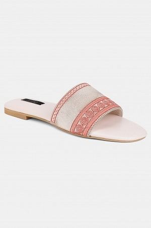 Gold Square Toe Embroidered Flat - ZDiana