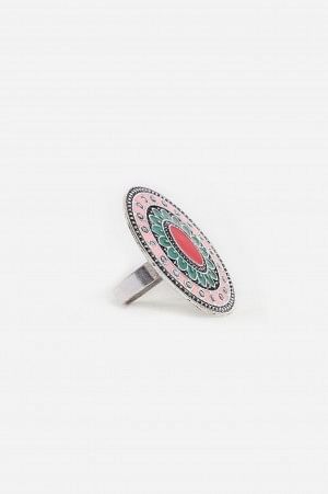 Pink And Green Coloured Ethnic Women'S Ring