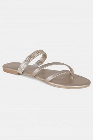 Gold Almond Toe Embroidered Flat - Wmelody