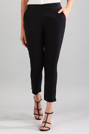 Black Solid Trousers