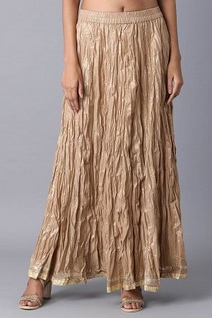 Golden Cotton Floral Print Skirt