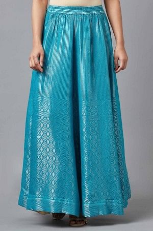 Turquoise Dobby Print Skirt