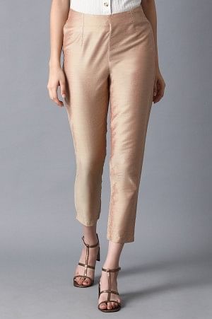 Beige Solid Trousers