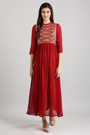 Red Embroidered Dress
