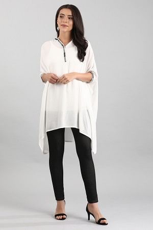 White Band Collar Solid Top