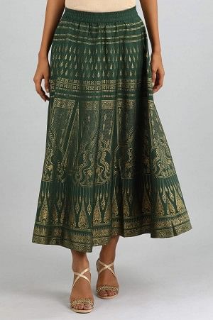 Green Printed Skirt