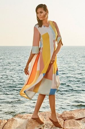 Multicolored V-Neck LIVAECO Dress