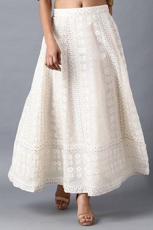 White Printed Layered Skirt