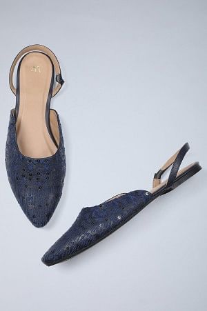Blue Embroidered Flat Bellies-WPixie