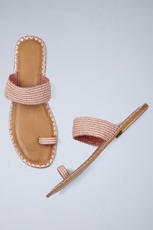 Pink Ring-toed Woven Flats-WRandel