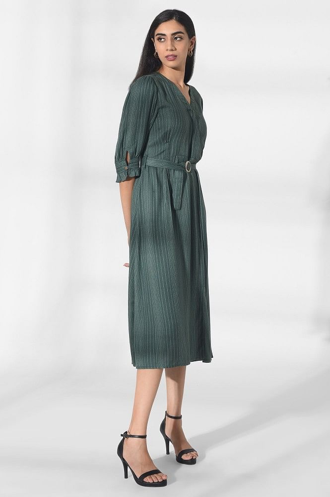 Buy Dark Green Wrap Dress Online for ...