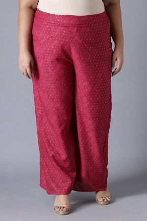 Dark Pink Printed Parallel Pants