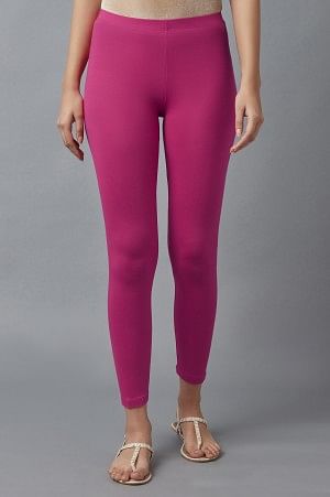 Pink Peacock Cotton Lycra Cropped Tights