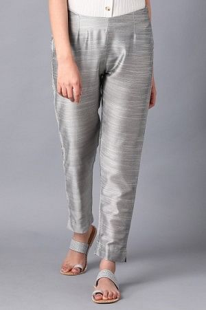 Silver Fitted Pants 