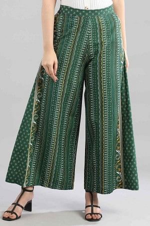 Green Printed Flared Culottes