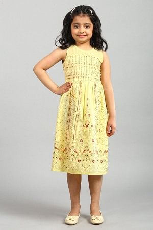 Yellow Cotton Printed Dress