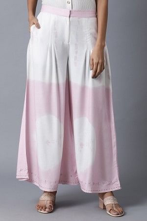 Bubblegum Pink & Ecru Flared Pants