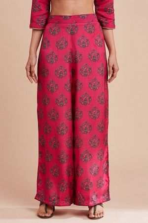 Bright Pink Multicoloured Parallel Pants