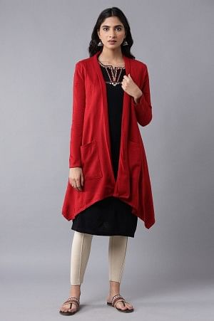 Red Soft Acrylic Cardigan
