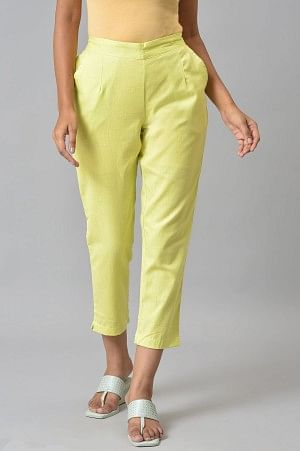 Lemon Yellow Cotton Flax Women's Trousers
