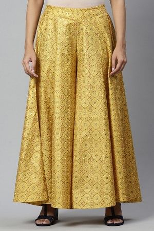 Yellow Flared Solid Palazzo