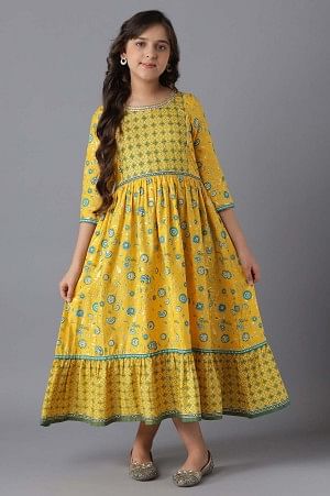 Yellow Cotton Girls Dress