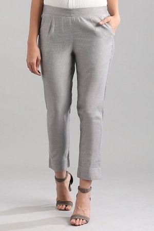 Silver Solid Trousers