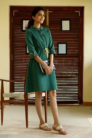 Green A-line Dress