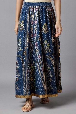 Blue Floral Printed Skirt