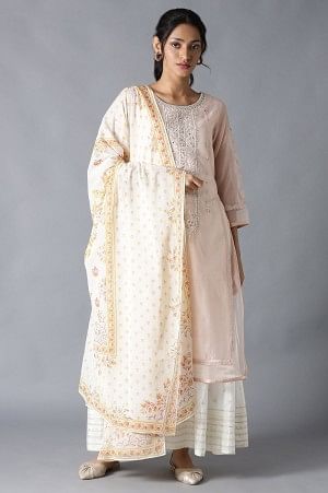 Pink Mock Layered Embroidered Dress