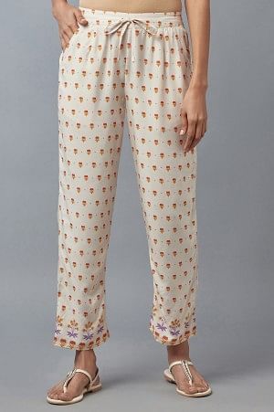 Off-White Floral Printed Straight Pants