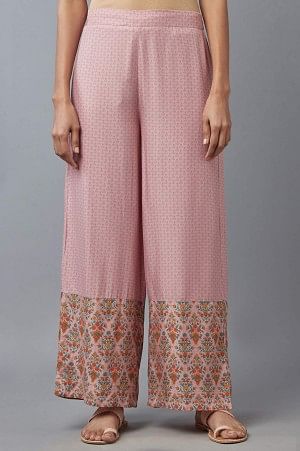 Light Pink Floral Printed Parallel Pants