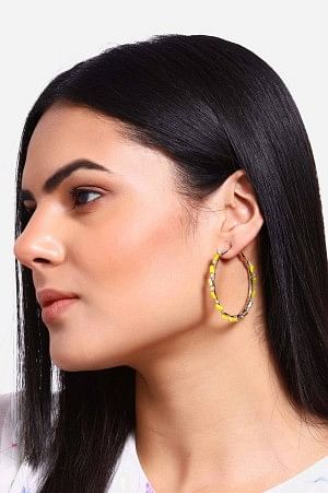 Yellow Handcrafted Hoop Earrings