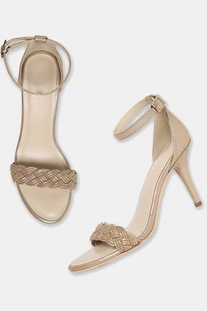 W Gold Whole Foot Woven Design Almond Toe Stiletto-Wbethany