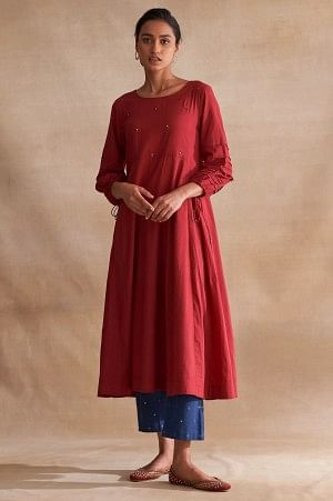 Folksong By W Red Longline Voile Kurta