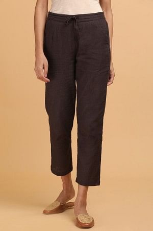 Folksong By W Dark Brown Solid Straight Pants