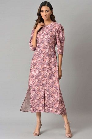 Pink Floral Printed Vaccy Dress